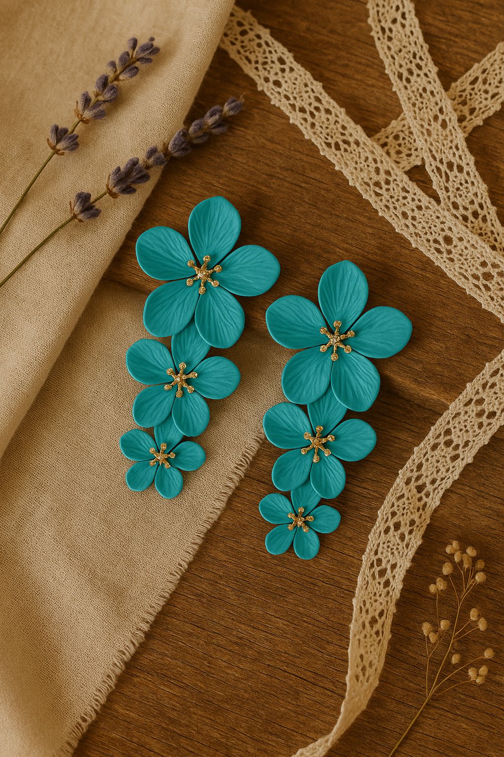 Ocean Blue Cascading Floral Earrings