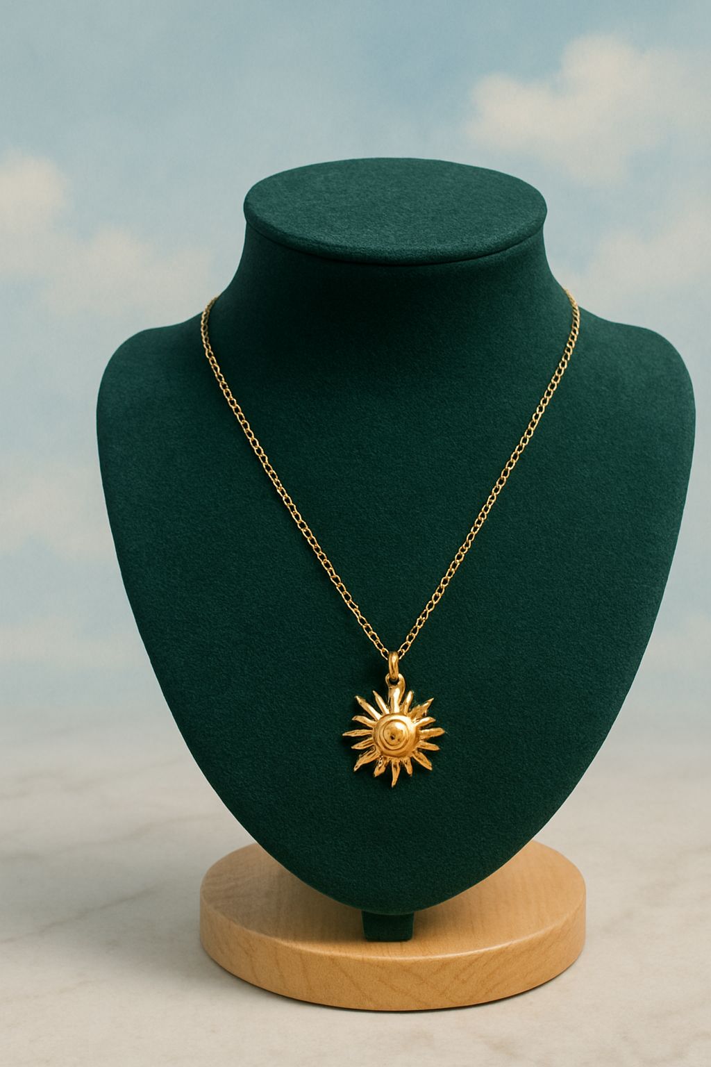 Minimalist Sun Pendant Necklace – Anti-Tarnish, Everyday Gold Jewelry