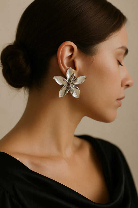 Sculpted Bloom Earrings – Anti-Tarnish Statement Floral Studs